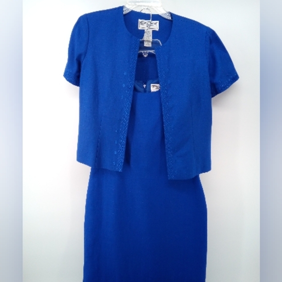 Jessica Howard Petite Blue 2 Piece Dress Open Cardigan Set Cruise Resort Lined 6 - Picture 12 of 12